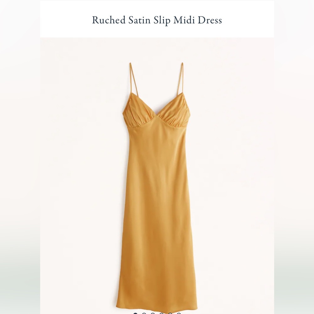 Abercrombie ruched satin slip midi dress